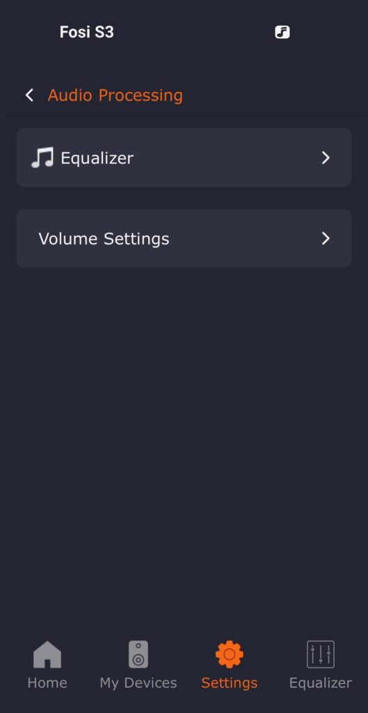 Fosi Audio S3 App - Volume Settings