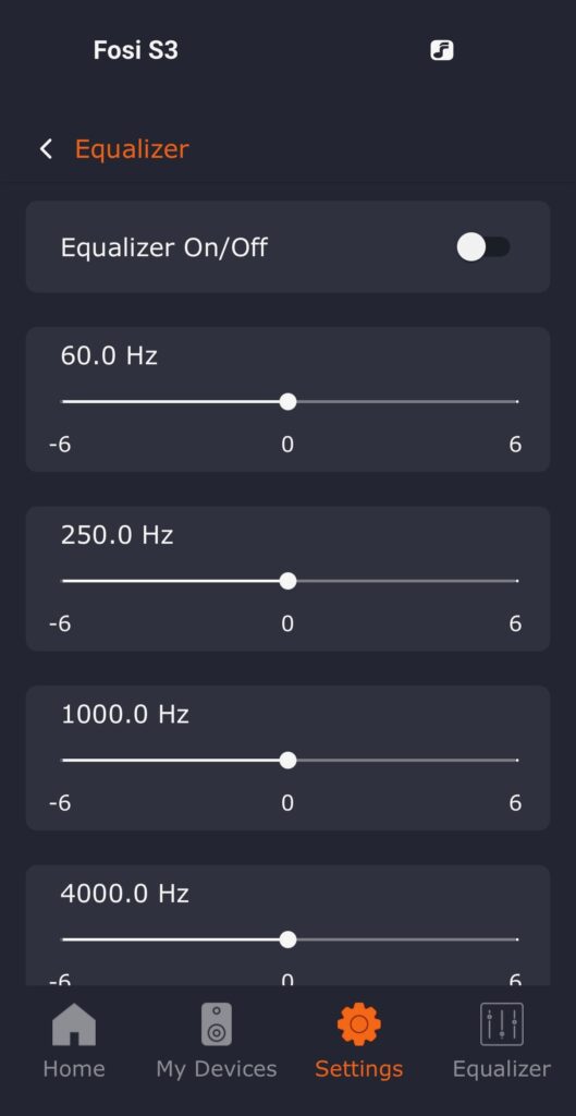 Fosi Audio S3 App - 5-Band Equalizer