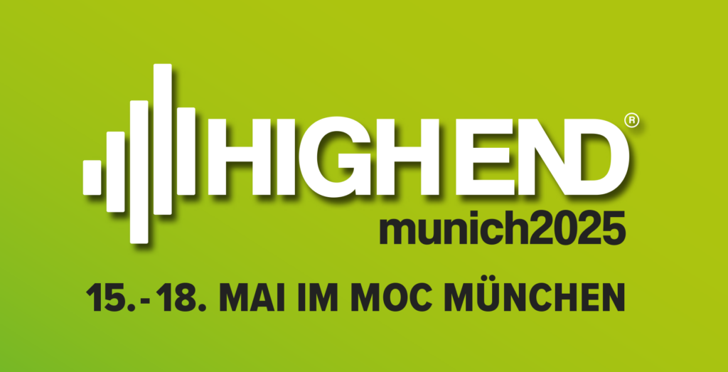 High End München 2025 - Logo mit Datum und grünem Hintergrund