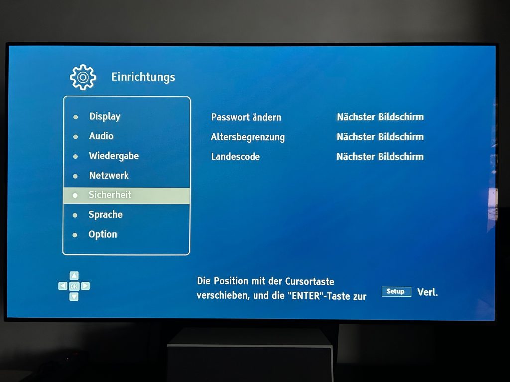 Magnetar UDP900 Screenmenü