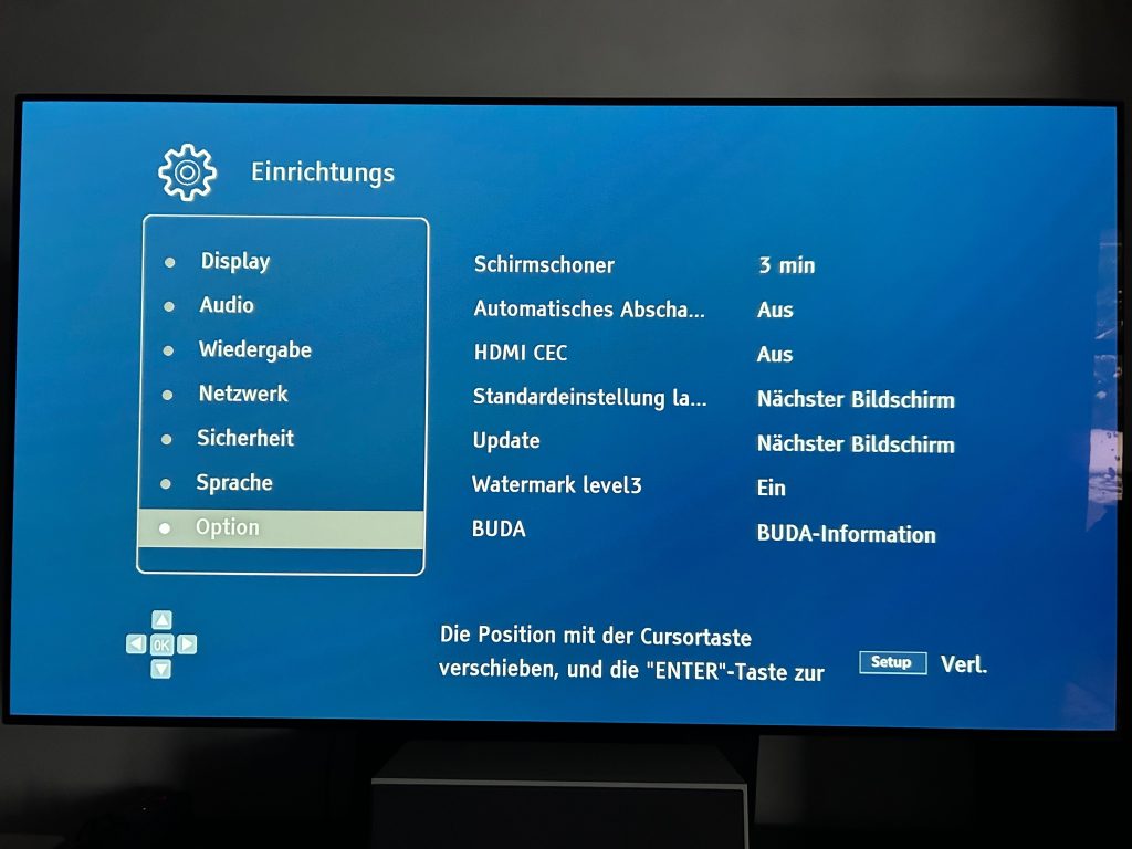 Magnetar UDP900 Screenmenü