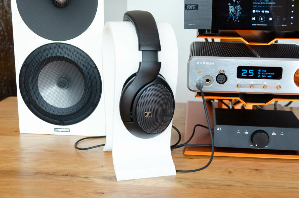 Burson Conductor GT4 in Burson Mothership, mit Eversolo DMP-A6 Mediaplayer, Sennheiser HD550 Kopfhörer, Amphion Argon 3S Lautsprecher sowie 3e Audio A7 Amp