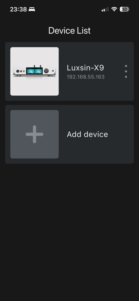 Luxsin X9 iOS-App - Device List