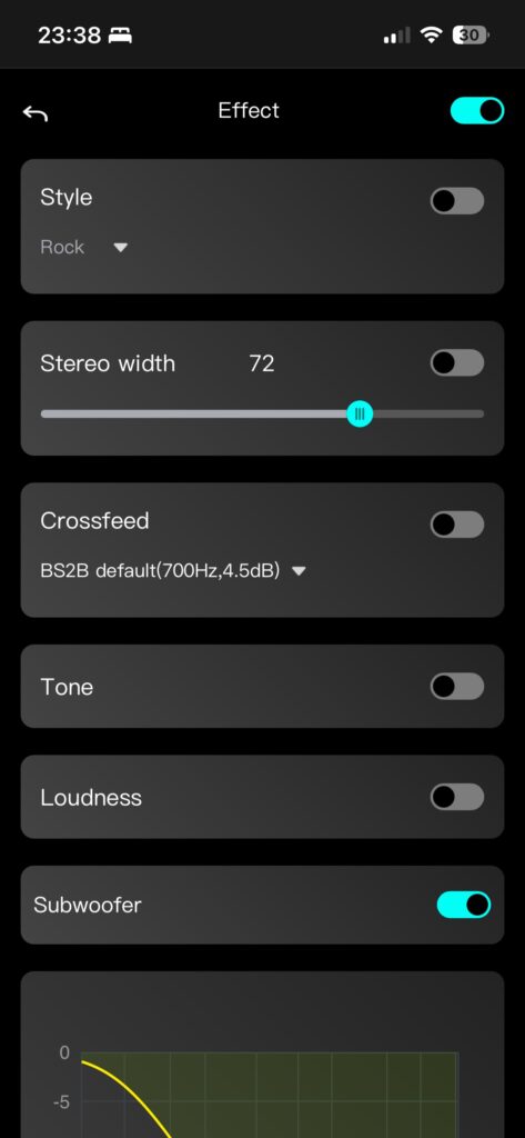 Luxsin X9 iOS-App - Effect Settings
