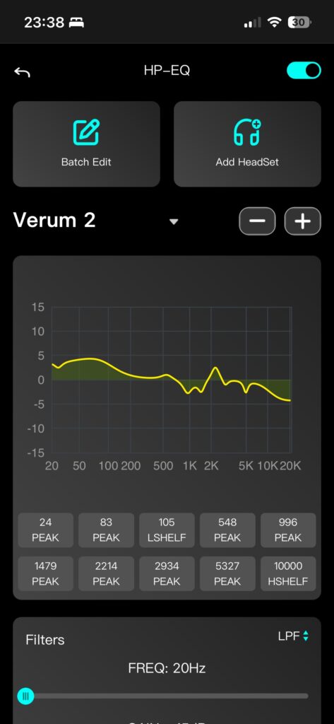 Luxsin X9 iOS-App - HP-EQ anhand des Verum 2 Planar-magnetischen Kopfhörers