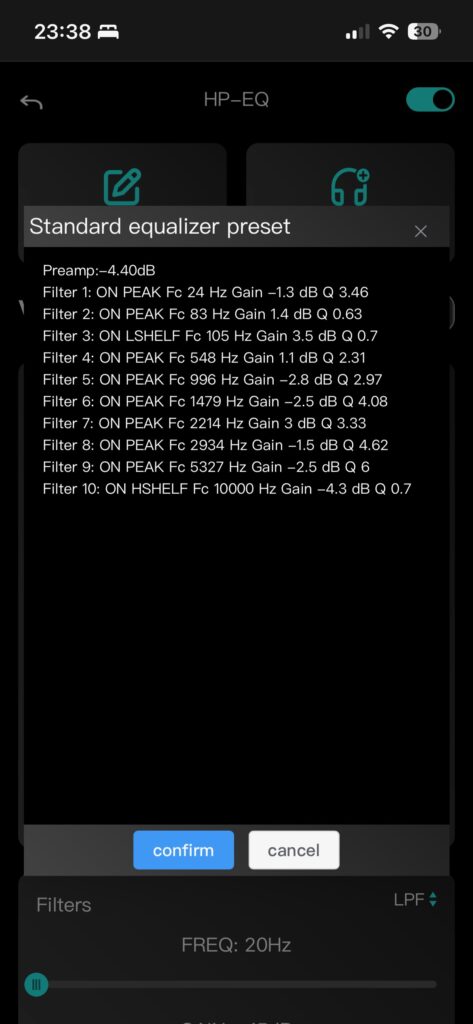 Luxsin X9 iOS-App - HP-EQ 10-Band PEQ