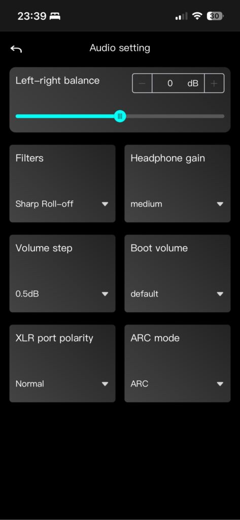 Luxsin X9 iOS-App - Audio Settings