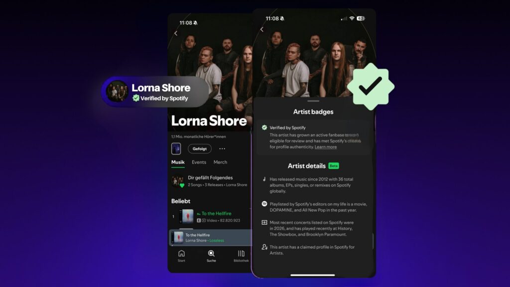 Verified by Spotify - hier als Demo mit Lorna Shore